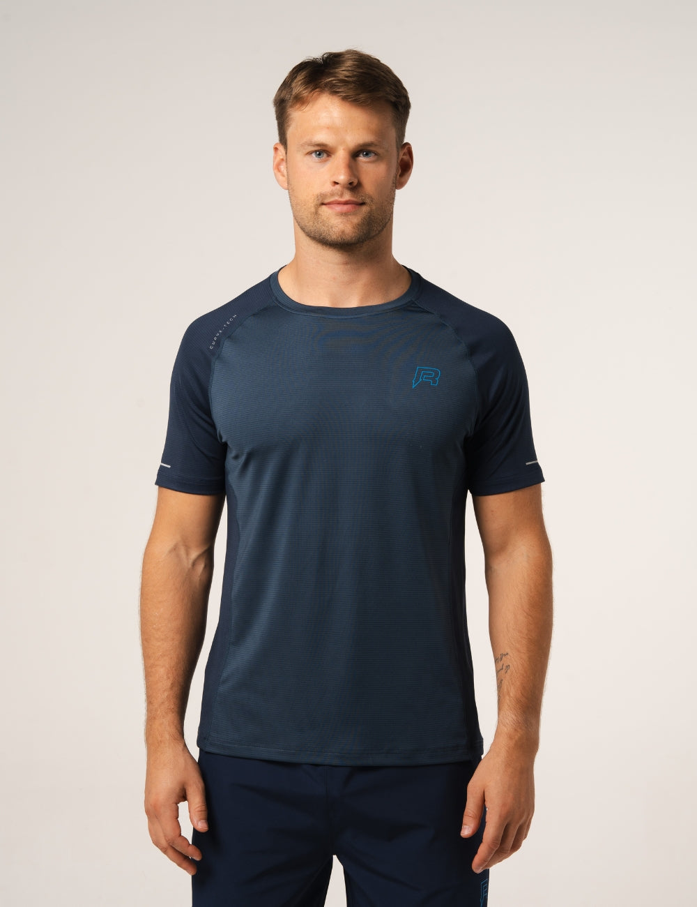 CURVE T-SHIRT - NAVY / NEON BLUE