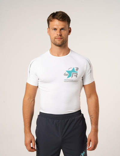 RP BASE LAYER T-SHIRT - WHITE / CYAN