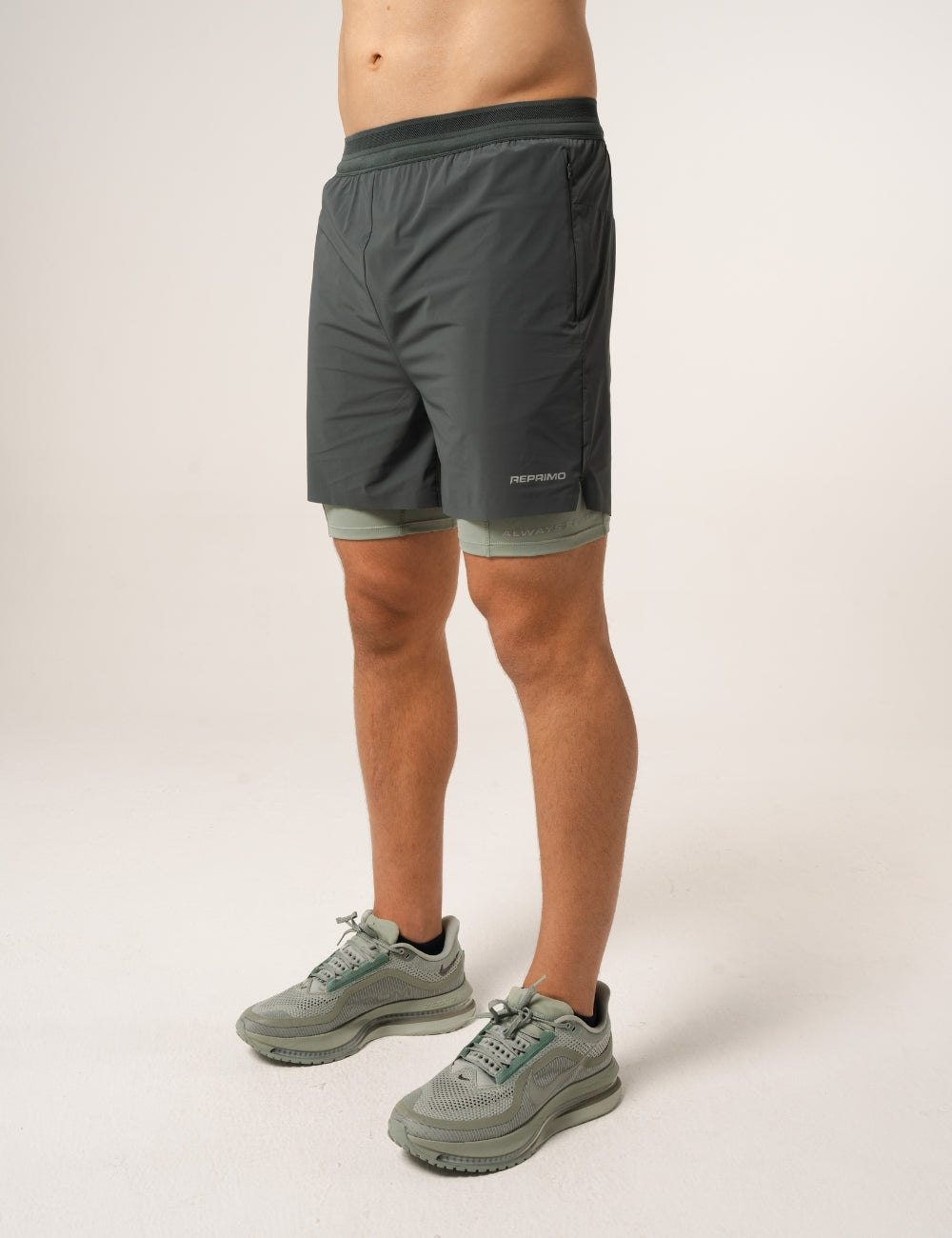 AR PERFORMANCE DUAL SHORTS - DARK MOSS / ICEBERG