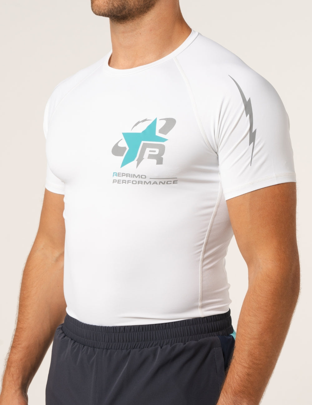 RP BASE LAYER T-SHIRT - WHITE / CYAN-3
