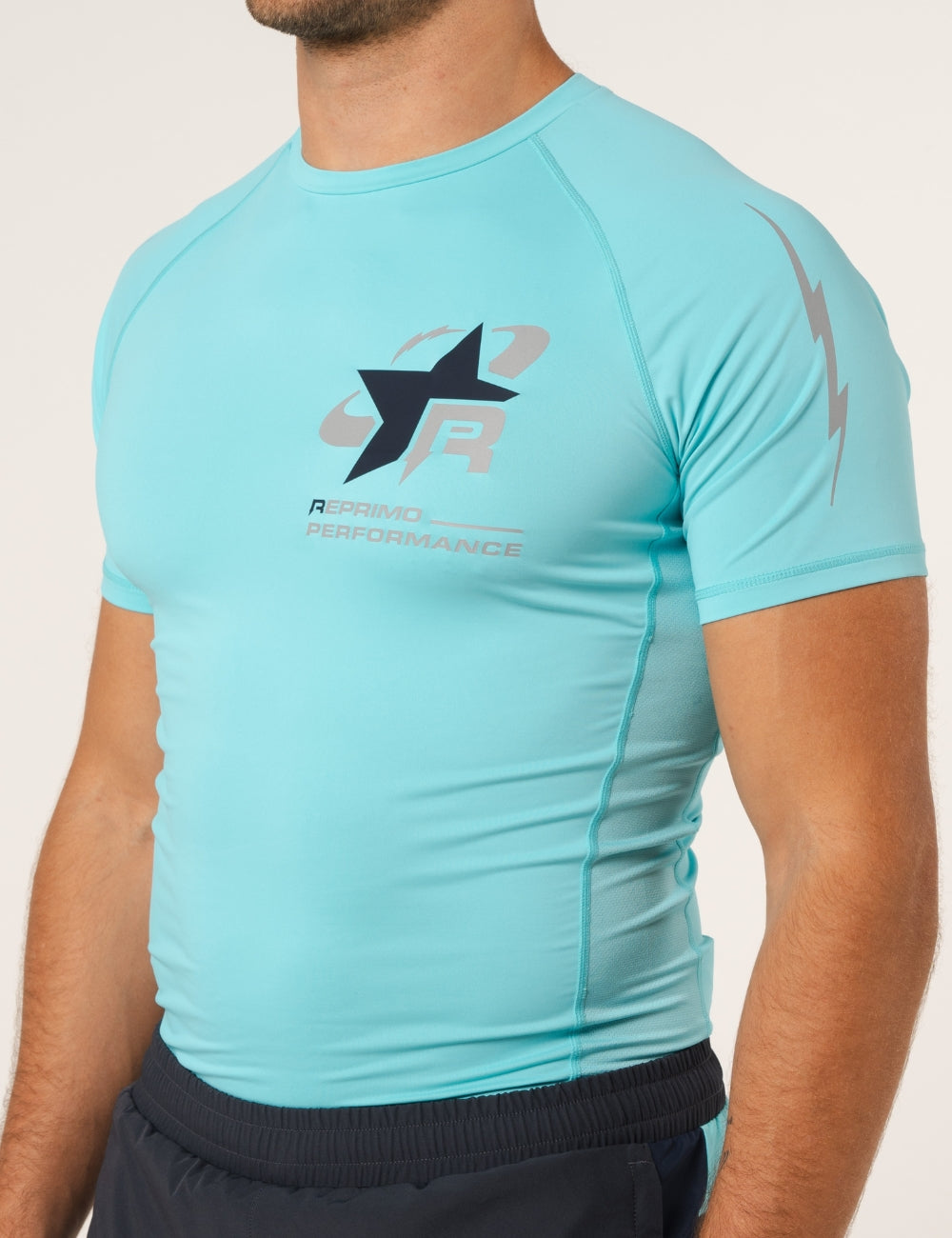 BASE LAYER T-SHIRT - CYAN / NAVY-3