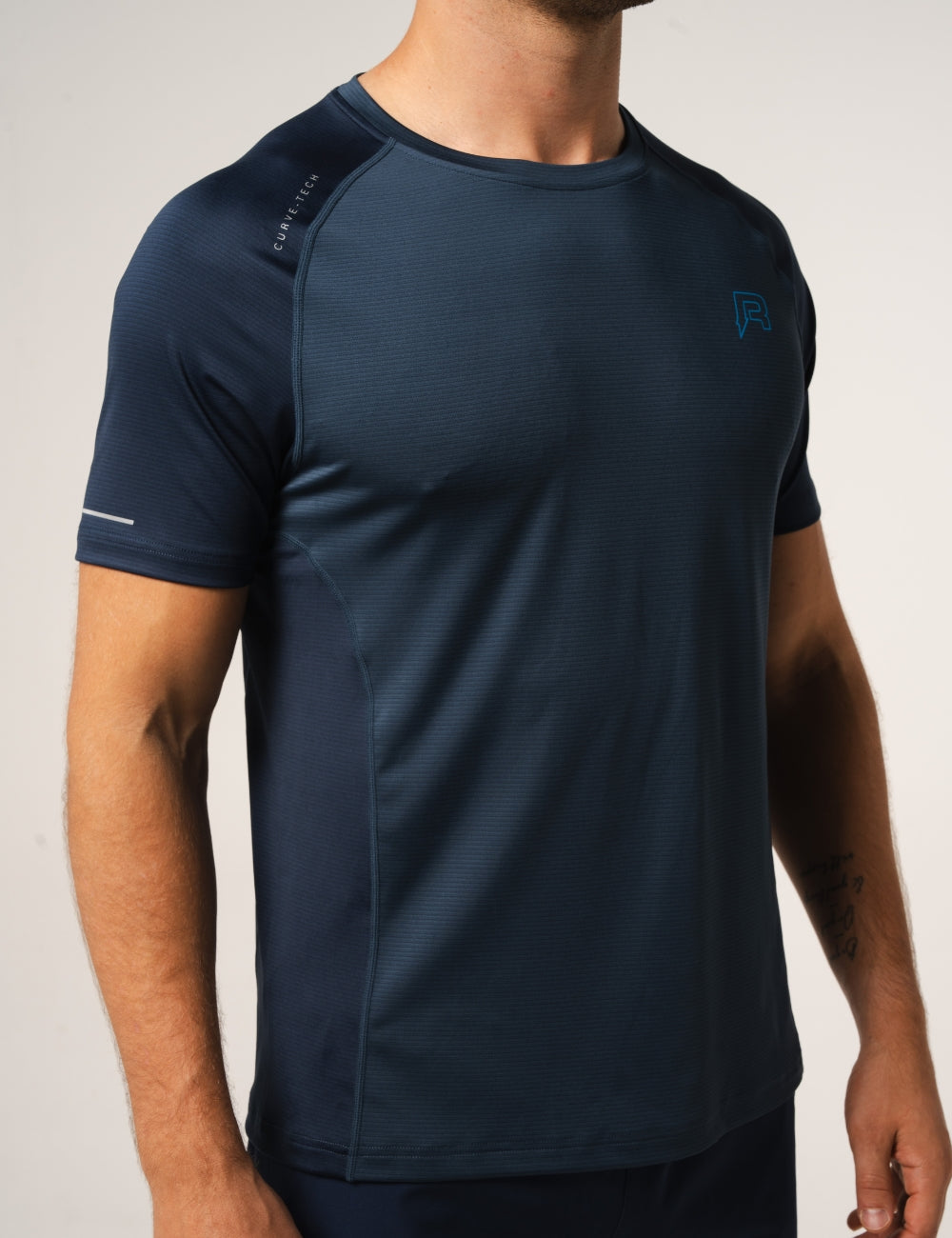 CURVE T-SHIRT - NAVY / NEON BLUE-3