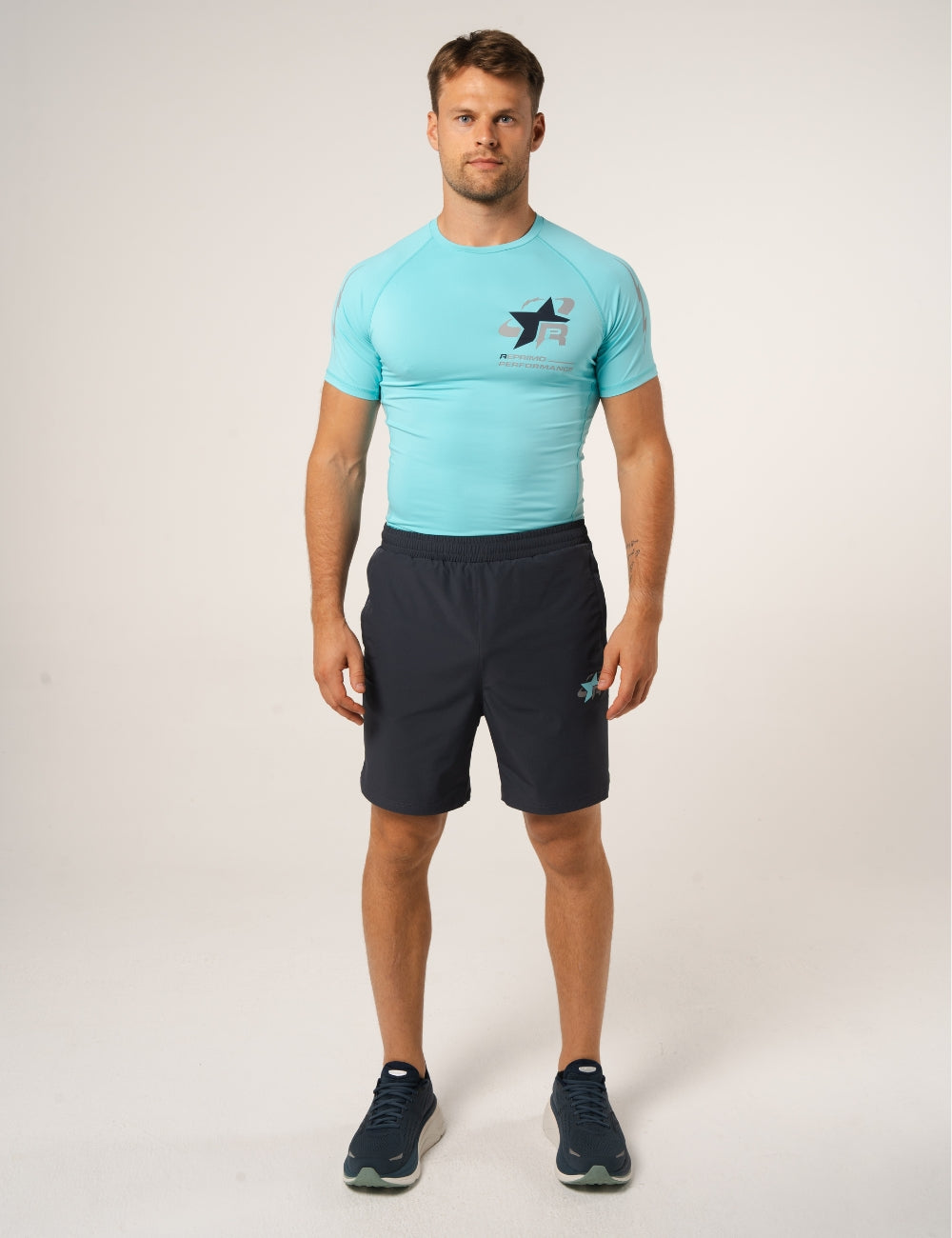 BASE LAYER T-SHIRT - CYAN / NAVY-4