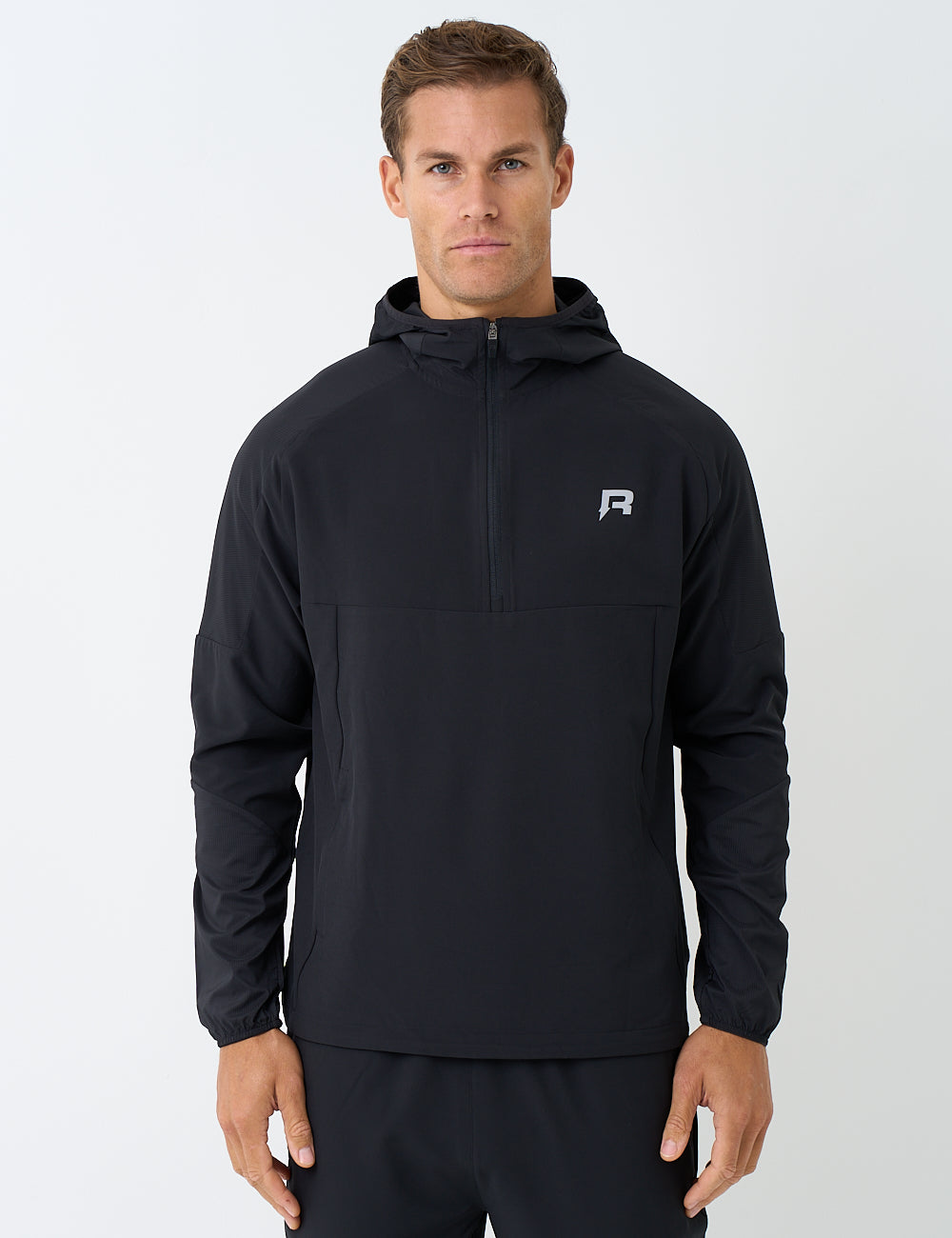 RISE HALF ZIP HOODIE - BLACK-1