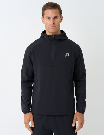 RISE HALF ZIP HOODIE - BLACK