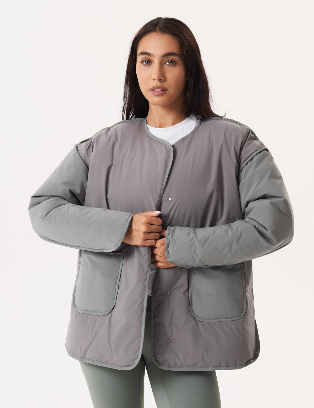 NOMI PADDED JACKET - DOVE / AGAVE-4